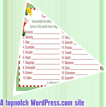 Christmas word scramble game answers
