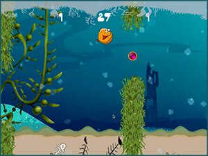 Sploshy Fish about to collect an underwater gem, flappy bird style